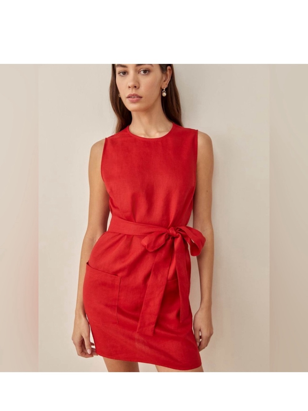 Reformation sommer Linen dress red Sz S Missing belt